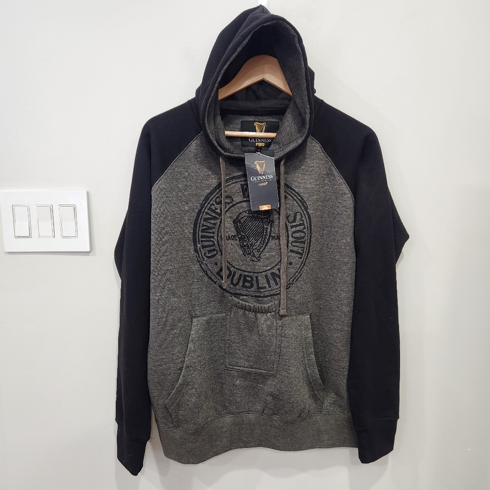 NWT Guinness Beer Pocket Hoodie Mens M Gray Black Official Merchandise Rare